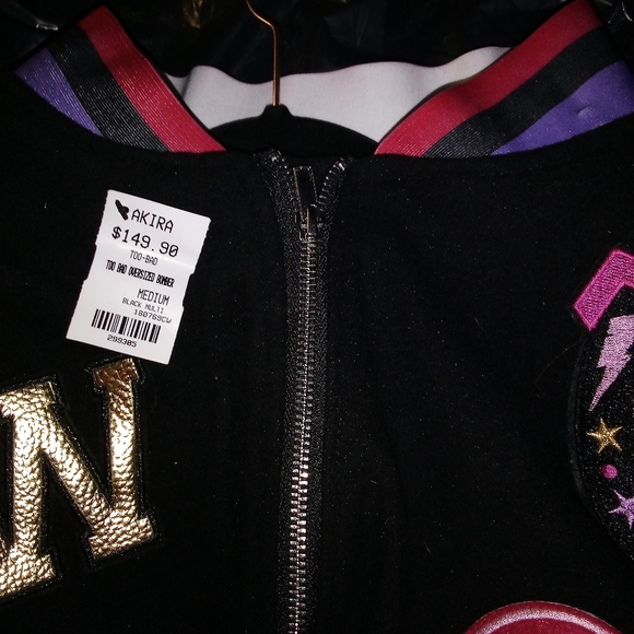 AKIRA "TOO BAD...SO SAD" OVERSIZED COLLEGIATE BOMBER JACKET **NWT** - Picture 8 of 8